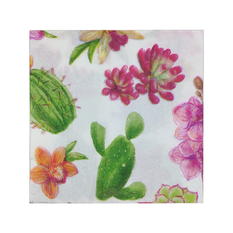 33 см 20 бр./лот Растителна тема Кактус Салфетки в мексикански стил Хартиени декупаж Servilletas Vintages Кърпички за маса Парти Начало Декор