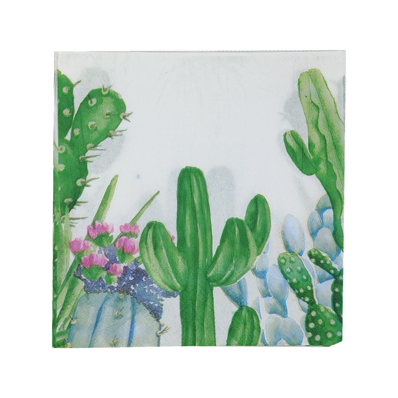 33 см 20 бр./лот Растителна тема Кактус Салфетки в мексикански стил Хартиени декупаж Servilletas Vintages Кърпички за маса Парти Начало Декор