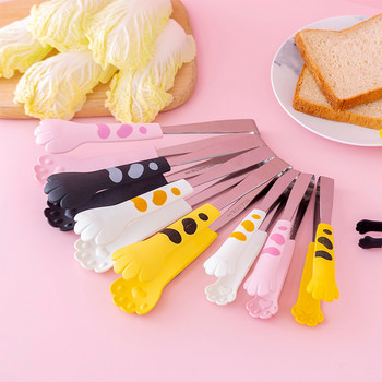 Щипки за храна с форма на лапа на японска котка Сладки анимационни щипки за хранене Щипки за барбекю от неръждаема стомана Щипка за печене на сандвич Кухненски джаджи