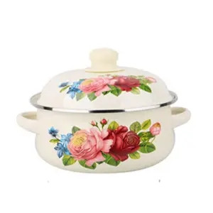 Oală emailată Oală pentru suplimente alimentare pentru bebeluși cu bol cu tăiței instant binaural Bol pentru salată de fructe Aragaz cu inducție Oală universală cu gaz