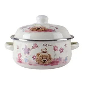 Oală emailată Oală pentru suplimente alimentare pentru bebeluși cu bol cu tăiței instant binaural Bol pentru salată de fructe Aragaz cu inducție Oală universală cu gaz