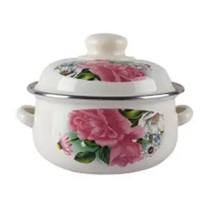 Oală emailată Oală pentru suplimente alimentare pentru bebeluși cu bol cu tăiței instant binaural Bol pentru salată de fructe Aragaz cu inducție Oală universală cu gaz