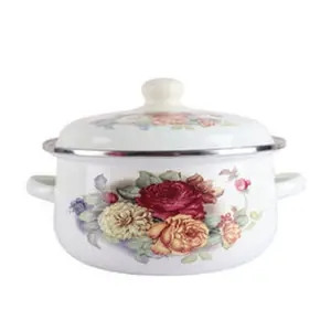 Oală emailată Oală pentru suplimente alimentare pentru bebeluși cu bol cu tăiței instant binaural Bol pentru salată de fructe Aragaz cu inducție Oală universală cu gaz