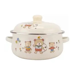 Oală emailată Oală pentru suplimente alimentare pentru bebeluși cu bol cu tăiței instant binaural Bol pentru salată de fructe Aragaz cu inducție Oală universală cu gaz