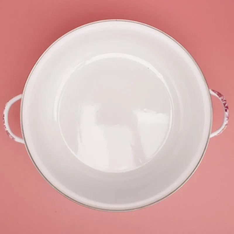 Oală emailată Oală pentru suplimente alimentare pentru bebeluși cu bol cu tăiței instant binaural Bol pentru salată de fructe Aragaz cu inducție Oală universală cu gaz