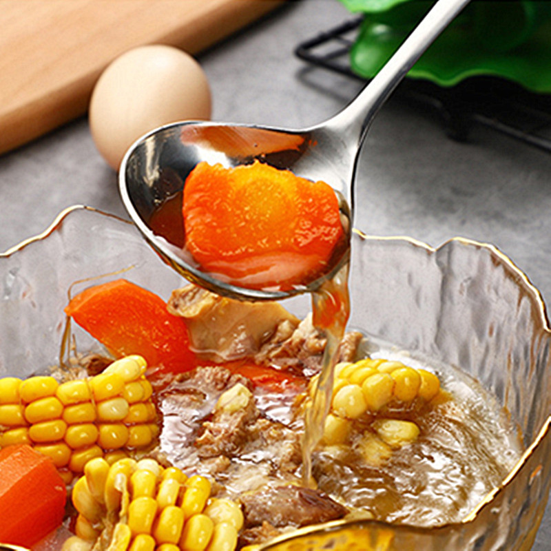 1 gab. Nerūsējošā tērauda rīsu karote, daudzfunkcionāla korejiešu stila, gara rokturi, padziļināta polsterēta zupas karote, sadzīves virtuves ierīces