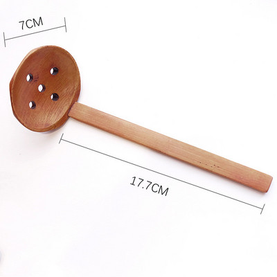 1 db fából készült japán stílusú kanál többfunkciós leveses kanál hőszigetelő hosszú nyelű Ramen szűrőszűrő konyhai étkészlet