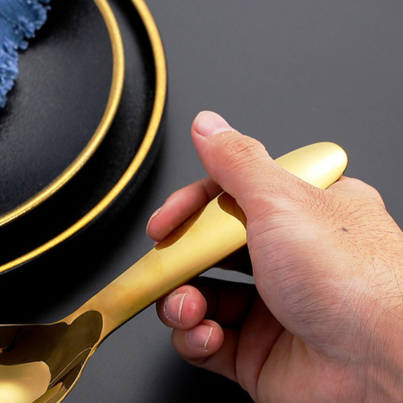 304 Nerūsējošais tērauds Lielas ietilpības zupas karotes Sudraba zelta spogulis pulēti padziļināti galda piederumi Mājas virtuves trauki rīsiem