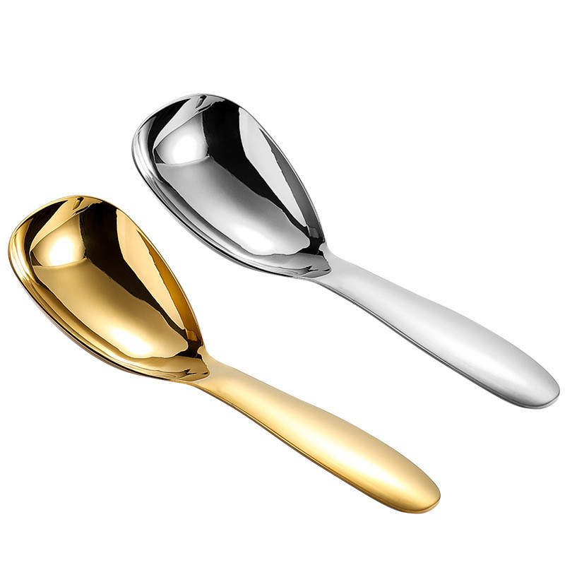 304 Nerūsējošais tērauds Lielas ietilpības zupas karotes Sudraba zelta spogulis pulēti padziļināti galda piederumi Mājas virtuves trauki rīsiem