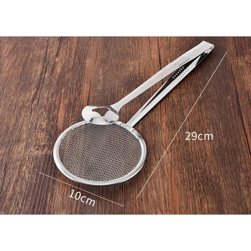Roostevabast terasest filtrilusikas klambriga Multifunktsionaalne õli-praadimine Skimmer BBQ Toidutangid Salatisõel Köögi toiduvalmistamise tööriistad