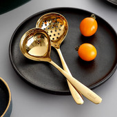 Onlycook Golden Household 304 nerūdijančio plieno kiaurasamtis sriubos šaukštas mažas karšto puodo šaukštas ilgas kotas šaukštas karšto puodo šaukštas