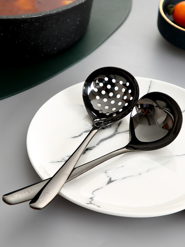 Onlycook Golden Household 304 nerūdijančio plieno kiaurasamtis sriubos šaukštas mažas karšto puodo šaukštas ilgas kotas šaukštas karšto puodo šaukštas