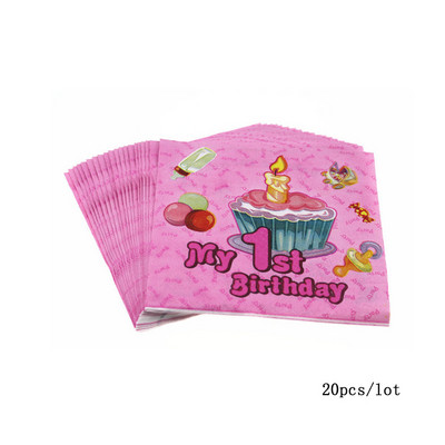 20gab./daudz. Skaisti rozā zils Zīdaiņu un rotaļu lācītis Papīra salvetes dvieļi bērniem Daudz laimes dzimšanas dienā ballītes piederumi bērnu šovs Dekorācija