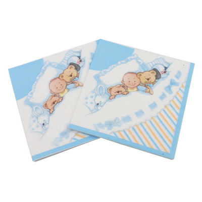 20gab./daudz. Skaisti rozā zils Zīdaiņu un rotaļu lācītis Papīra salvetes dvieļi bērniem Daudz laimes dzimšanas dienā ballītes piederumi bērnu šovs Dekorācija