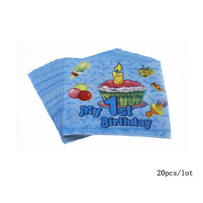 20gab./daudz. Skaisti rozā zils Zīdaiņu un rotaļu lācītis Papīra salvetes dvieļi bērniem Daudz laimes dzimšanas dienā ballītes piederumi bērnu šovs Dekorācija