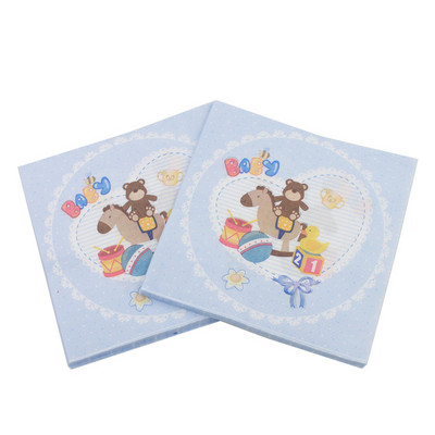 20gab./daudz. Skaisti rozā zils Zīdaiņu un rotaļu lācītis Papīra salvetes dvieļi bērniem Daudz laimes dzimšanas dienā ballītes piederumi bērnu šovs Dekorācija