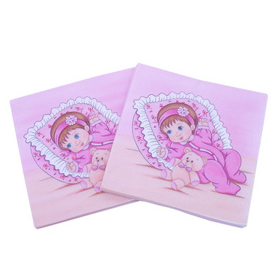 20gab./daudz. Skaisti rozā zils Zīdaiņu un rotaļu lācītis Papīra salvetes dvieļi bērniem Daudz laimes dzimšanas dienā ballītes piederumi bērnu šovs Dekorācija