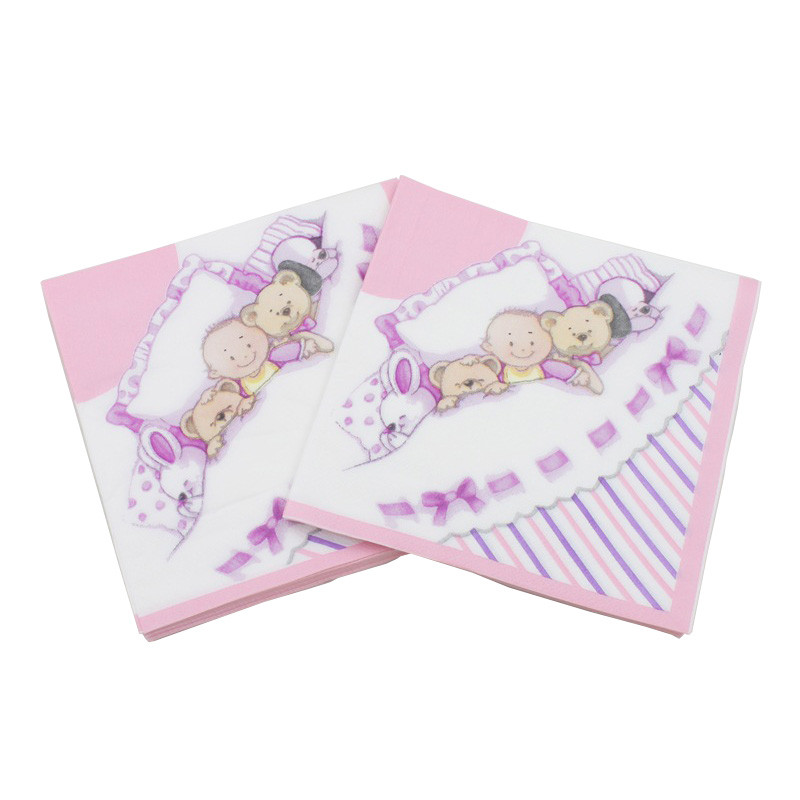 20gab./daudz. Skaisti rozā zils Zīdaiņu un rotaļu lācītis Papīra salvetes dvieļi bērniem Daudz laimes dzimšanas dienā ballītes piederumi bērnu šovs Dekorācija