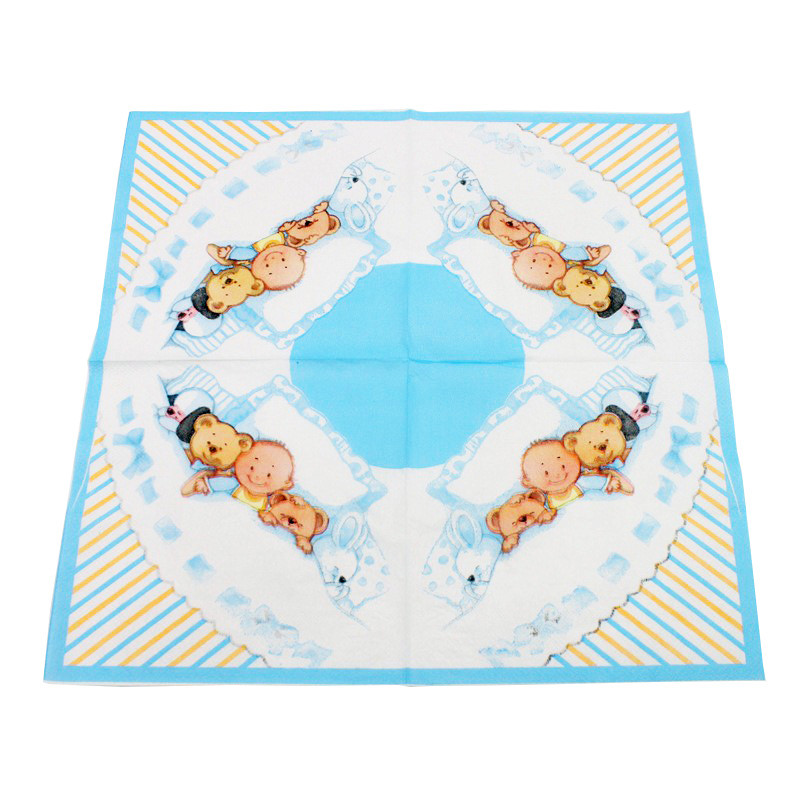 20gab./daudz. Skaisti rozā zils Zīdaiņu un rotaļu lācītis Papīra salvetes dvieļi bērniem Daudz laimes dzimšanas dienā ballītes piederumi bērnu šovs Dekorācija