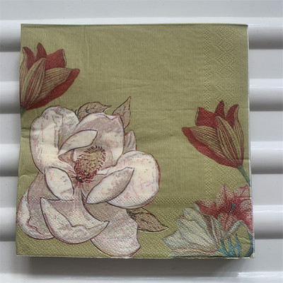 20 vintage galda salvete papīra salvete dekupāža zaļa rozā Lotosa zieds dzimšanas dienas kāzu ballīte mājas dekors salvetes kabatlakats