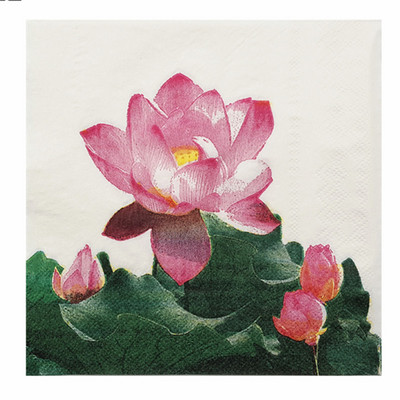 20 vintage galda salvete papīra salvete dekupāža zaļa rozā Lotosa zieds dzimšanas dienas kāzu ballīte mājas dekors salvetes kabatlakats