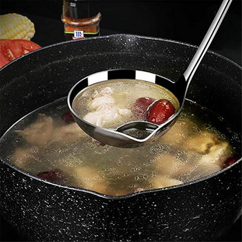 Τρυπητό από ανοξείδωτο ατσάλι Τρυπητό σούπα κουζίνας Σούπα σούπα λαδιού σάλτσα διαχωριστικό λίπους κουτάλες skimmer κουτάλι σουρωτήρι για σούπα