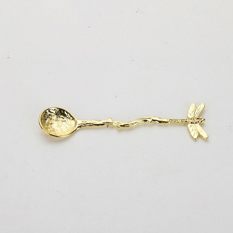Κουτάλι καφέ Vintage Hammer Effect Zinc Alloy Dragonfly Star Branch Κουτάλι παγωτού για εργαλεία και συσκευές κουζίνας