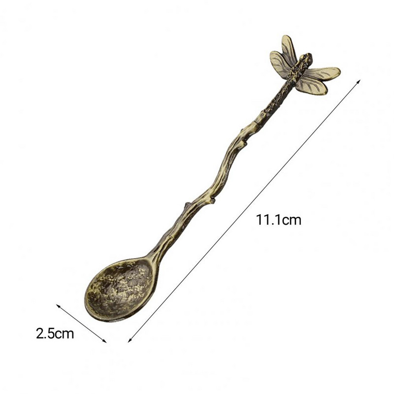 Κουτάλι καφέ Vintage Hammer Effect Zinc Alloy Dragonfly Star Branch Κουτάλι παγωτού για εργαλεία και συσκευές κουζίνας
