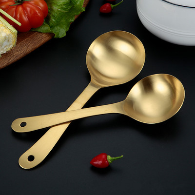 Linguriță de supă de orez auriu cu 2 dimensiuni Tacâmuri de uz casnic Linguriță cu mâner lung din oțel inoxidabil Accesorii de bucătărie Ustensile de gătit