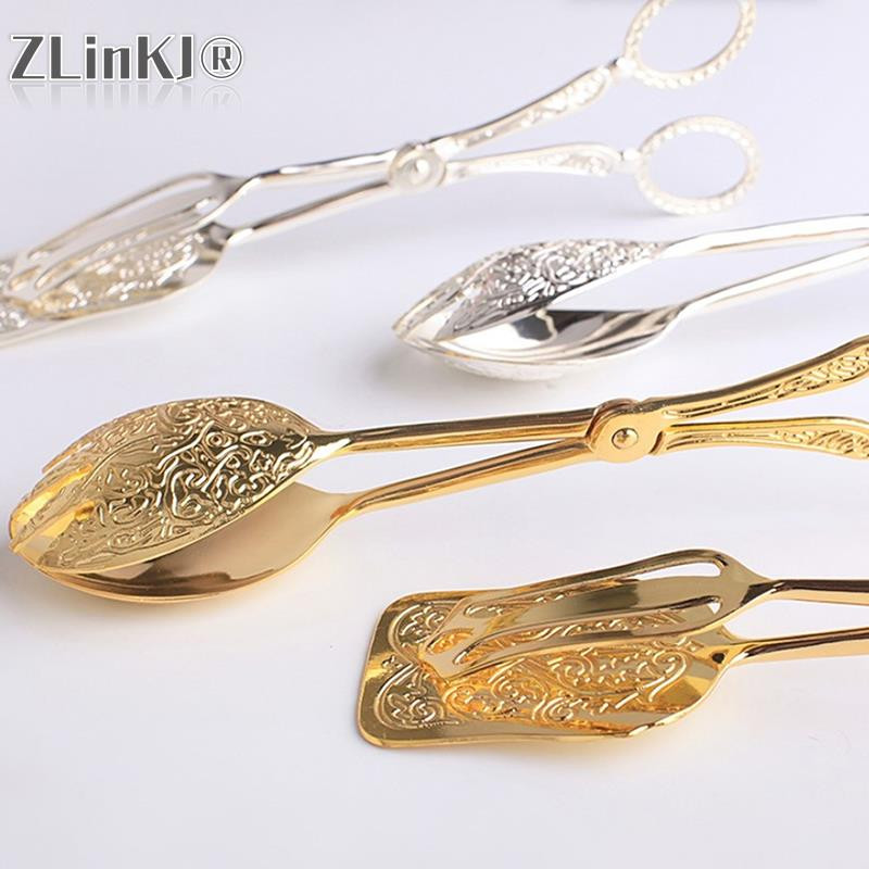 Pārtikas knaibles, apzeltītas uzkodu kūkas sprādzes salātu maizes konditorejas izstrādājumu skava Cepšanas rīks Augļu salātu kūkas saspraude Virtuves piederumi Kāzu dekors