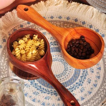 Творческа дървена лъжица Ramen Сервии за хранене Черпак за супа за бульон Японски стил Лъжица за вода с къса дръжка Домашни кухненски аксесоари