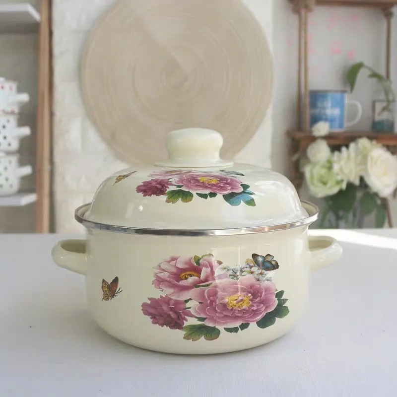 Emailpott kodumajapidamises kasutatava topeltkõrva supipott portselanist hautamispott hautamispott emailpott pajapott induktsioonpliit gaasipliit