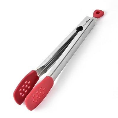 Ételfogó rozsdamentes acél konyhai fogók Szilikon csúszásmentes főzőcsipesz BBQ salátaeszközök Grill főzőfogók Konyhai kiegészítők