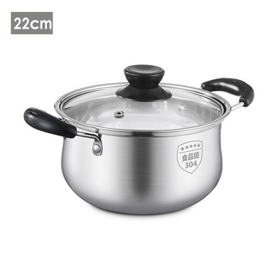 Nerūsējošā tērauda kastrolis Nepiedegoša panna ar stikla vāku Virtuves trauki virtuves gatavošanas katliem Virtuves piederumi Indukcijas plīts
