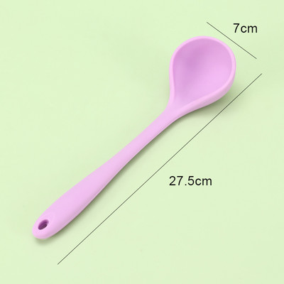 Silikoonist kulbiga lusikaga kuumakindel supikulp, tahke kattega käepidemega Utensilios De Cocina silikoonist spaatlitangid