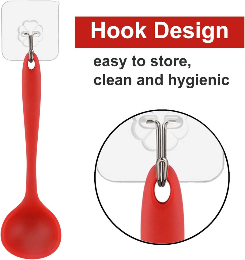 Silikoonist kulbiga lusikaga kuumakindel supikulp, tahke kattega käepidemega Utensilios De Cocina silikoonist spaatlitangid
