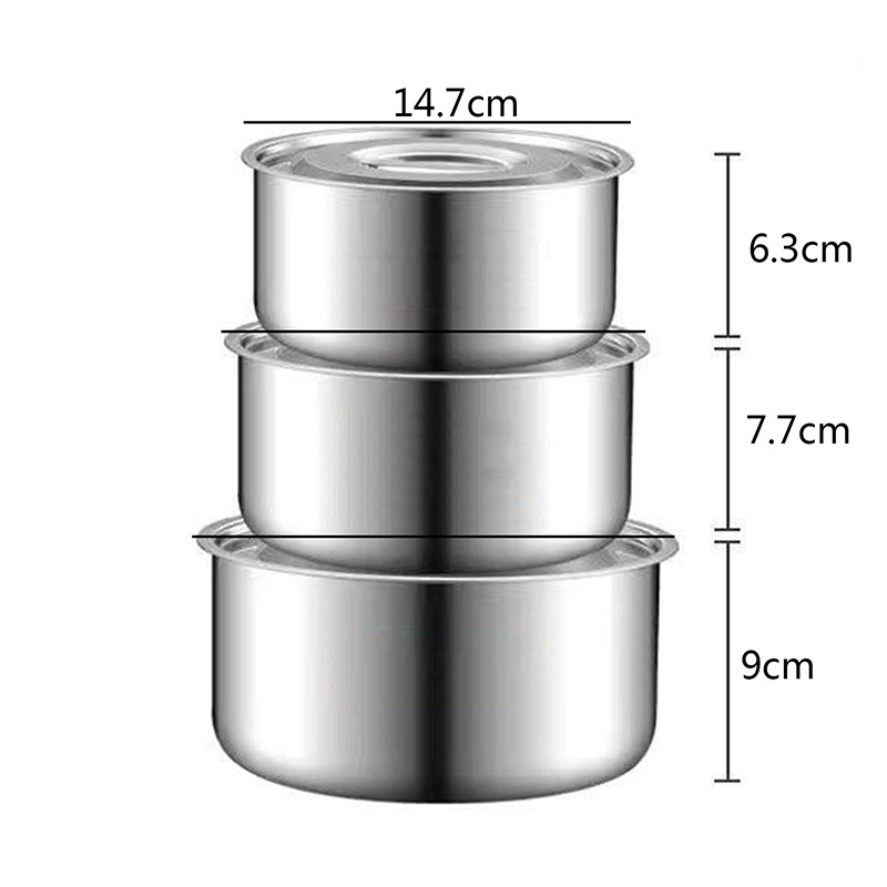 3 gab. Nerūsējošā tērauda zupas katlu komplekts ar vāku Virtuves piederumi Sautējamais katls Gatavošanas rīki Virtuves piederumi Virtuves piederumi