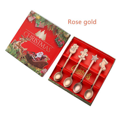 4gab Ziemassvētku karotes dakšiņu komplekts dāvanu galda piederumi Sniegavīrs Zeķu galda piederumi Deserta karote Augļu dakšiņa Kafijas karote dāvana Nerūsējošais tērauds