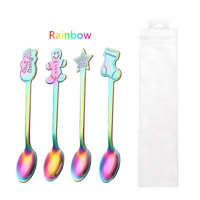 4gab Ziemassvētku karotes dakšiņu komplekts dāvanu galda piederumi Sniegavīrs Zeķu galda piederumi Deserta karote Augļu dakšiņa Kafijas karote dāvana Nerūsējošais tērauds