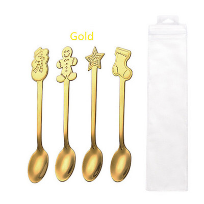 4gab Ziemassvētku karotes dakšiņu komplekts dāvanu galda piederumi Sniegavīrs Zeķu galda piederumi Deserta karote Augļu dakšiņa Kafijas karote dāvana Nerūsējošais tērauds