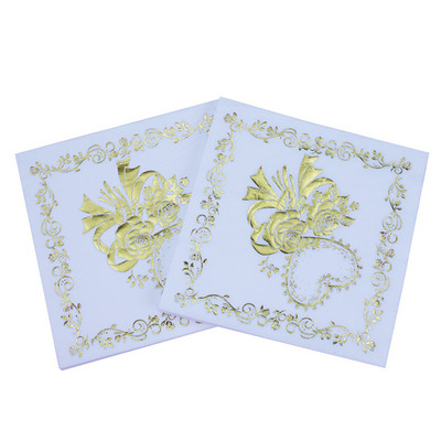 20db/tétel szép Golden Rose szalvéták arany/ezüst Rózsa papírszalvéta esküvői kellékekhez Valentin napi díszek