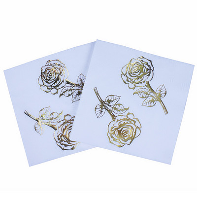 20db/tétel szép Golden Rose szalvéták arany/ezüst Rózsa papírszalvéta esküvői kellékekhez Valentin napi díszek