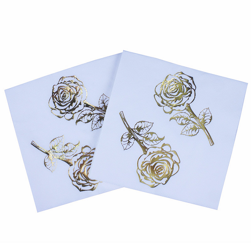 20db/tétel szép Golden Rose szalvéták arany/ezüst Rózsa papírszalvéta esküvői kellékekhez Valentin napi díszek