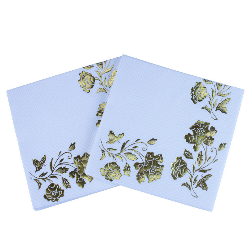 20db/tétel szép Golden Rose szalvéták arany/ezüst Rózsa papírszalvéta esküvői kellékekhez Valentin napi díszek