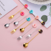 1 szett rozsdamentes acél fánk kis kávéskanál házibulihoz, étterembe, desszertkanál teáskanál étkészlet