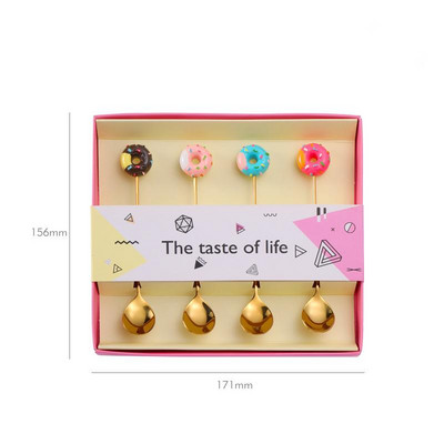 1 szett rozsdamentes acél fánk kis kávéskanál házibulihoz, étterembe, desszertkanál teáskanál étkészlet