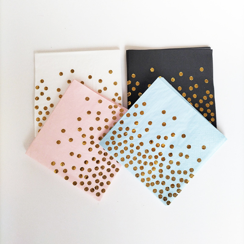 33 см * 33 см хартиена салфетка Кърпичка със синьо лилаво цвете на точки Изработка Декупаж Момиче Момче Дете Парти за рожден ден Салфетки