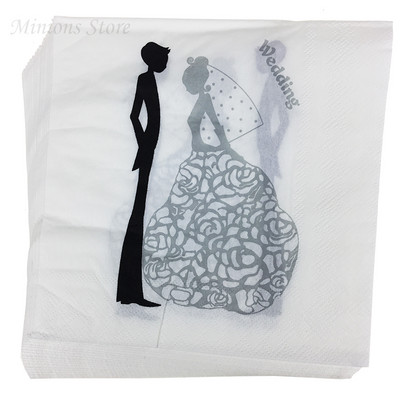 20db/tétel Új stílusú kreatív Esküvői Papírszalvéták Love szalvéta törölköző esküvőre és eljegyzési partira Kellékek otthoni dekorációk