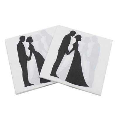 20db/tétel Új stílusú kreatív Esküvői Papírszalvéták Love szalvéta törölköző esküvőre és eljegyzési partira Kellékek otthoni dekorációk