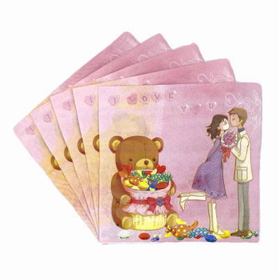 20db/tétel Új stílusú kreatív Esküvői Papírszalvéták Love szalvéta törölköző esküvőre és eljegyzési partira Kellékek otthoni dekorációk